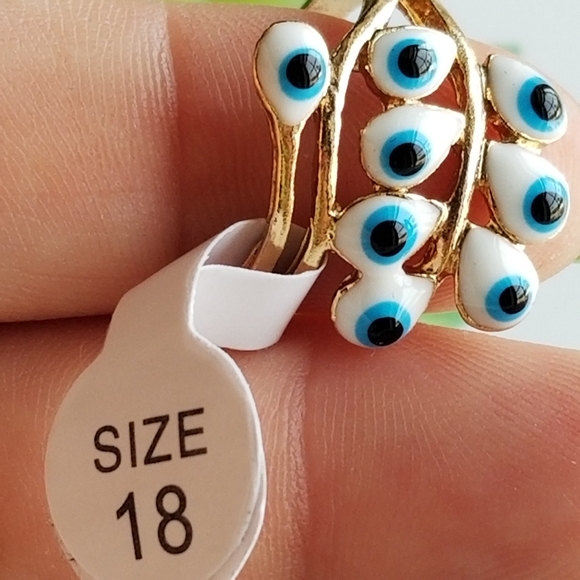 Evil Eye Protection Fashion White Ring size 8 New - Picture 2 of 4